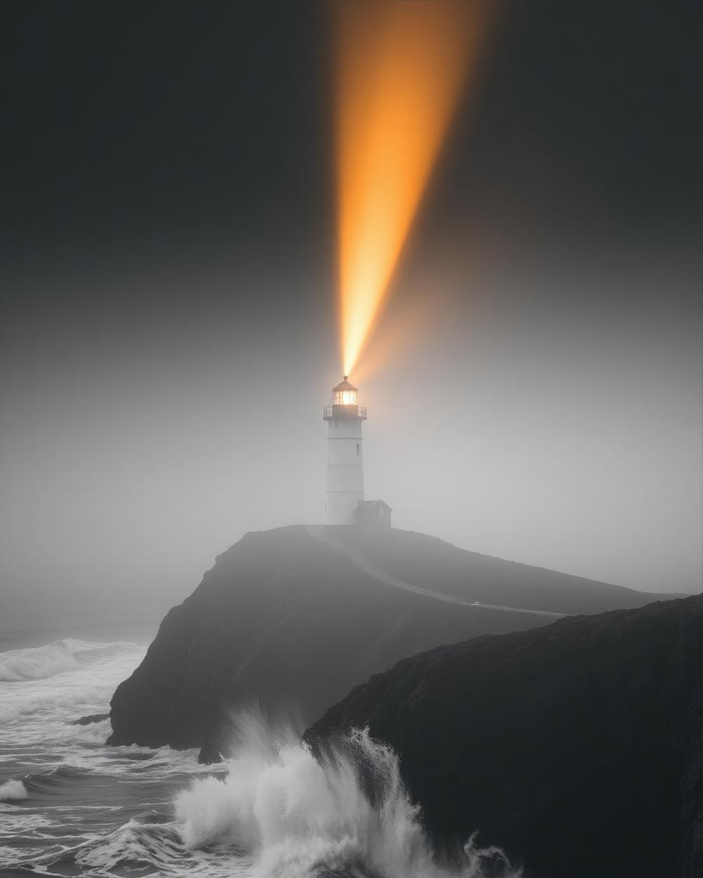 A lighthouse cutting warm light through fog, a signal for the right teams to find their way in.